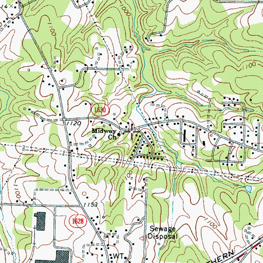 Topographic Map of Midway Church, NC