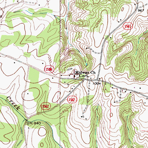 Topographic Map of Midway Church, NC