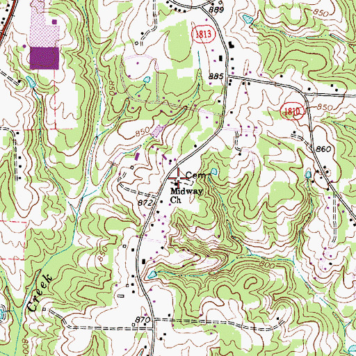 Topographic Map of Midway Baptist Church, NC