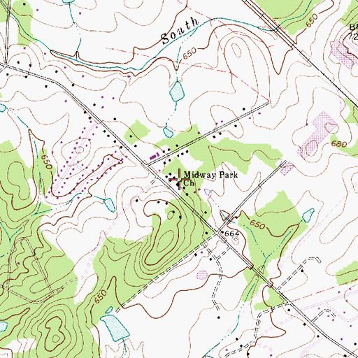 Topographic Map of Midway Park Church, NC