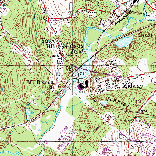 Topographic Map of Midway Pond, NC