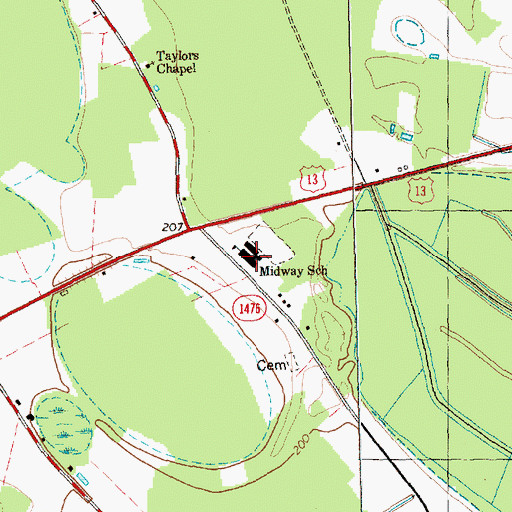 Topographic Map of Midway High School, NC
