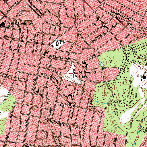 Topographic Map of Midwood Park, NC