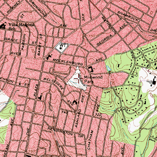Topographic Map of Midwood Park, NC