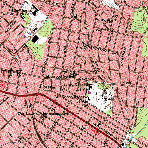 Topographic Map of Midwood High School, NC