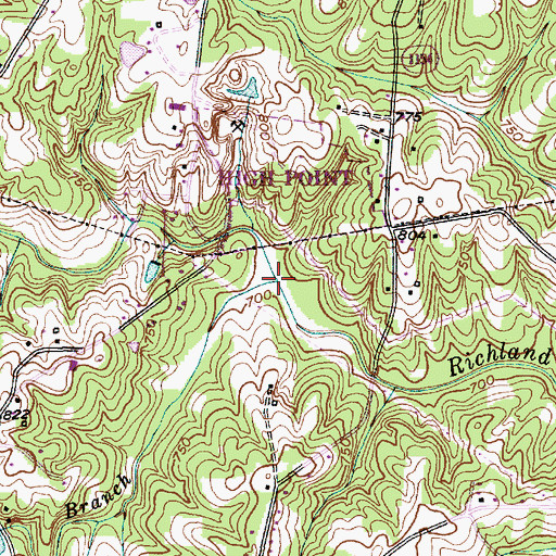 Topographic Map of Mile Branch, NC