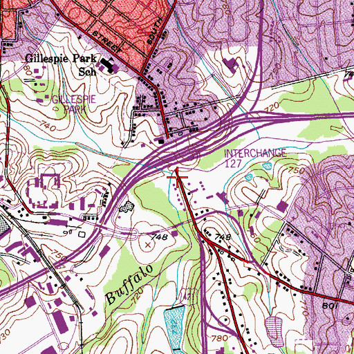 Topographic Map of Mile Run Creek, NC