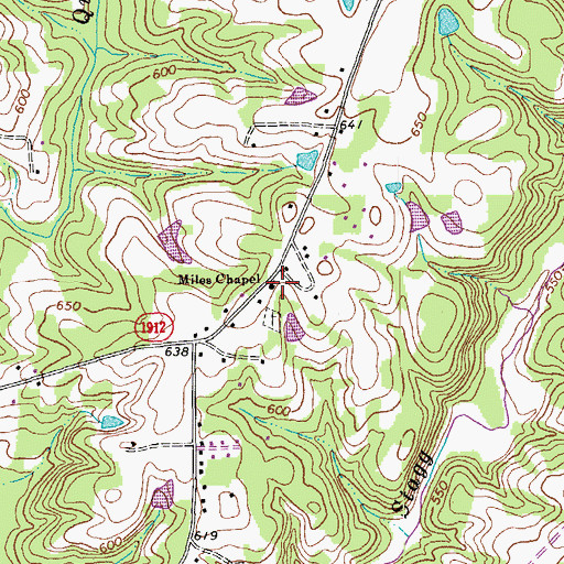 Topographic Map of Miles Chapel, NC