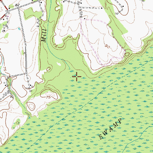 Topographic Map of Mill Branch, NC