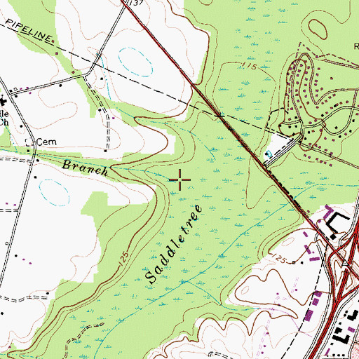 Topographic Map of Mill Branch, NC