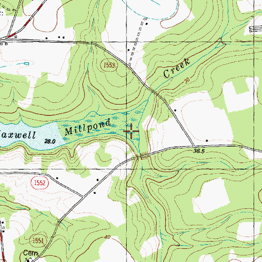 Topographic Map of Mill Branch, NC