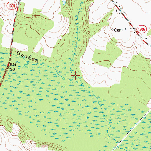 Topographic Map of Mill Branch, NC