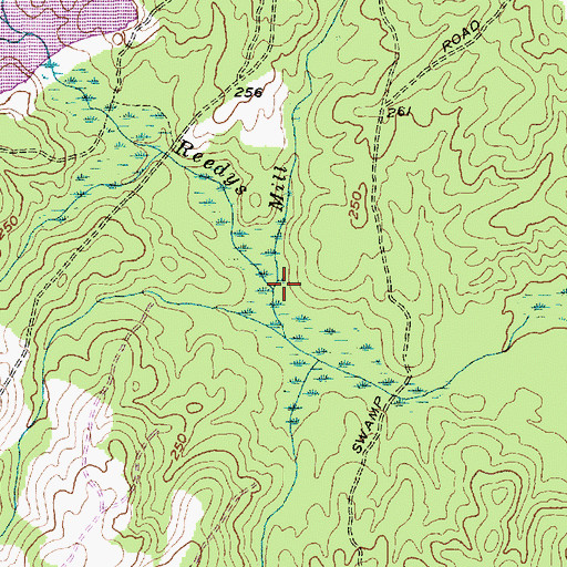 Topographic Map of Mill Branch, NC