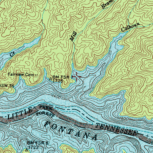 Topographic Map of Mill Branch, NC