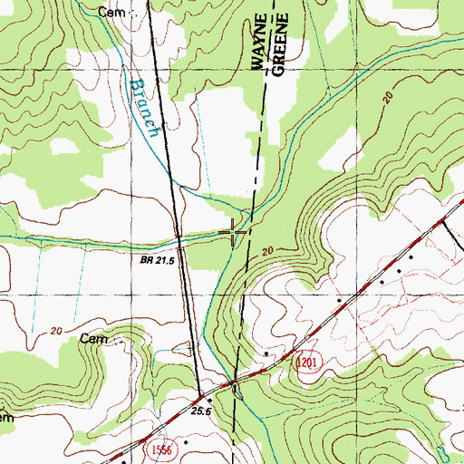 Topographic Map of Mill Branch, NC