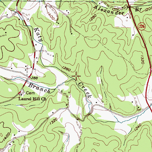 Topographic Map of Mill Branch, NC