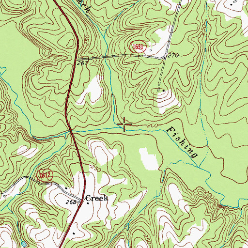 Topographic Map of Mill Branch, NC