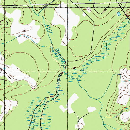 Topographic Map of Mill Branch, NC