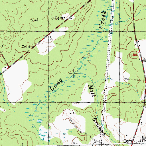 Topographic Map of Mill Branch, NC
