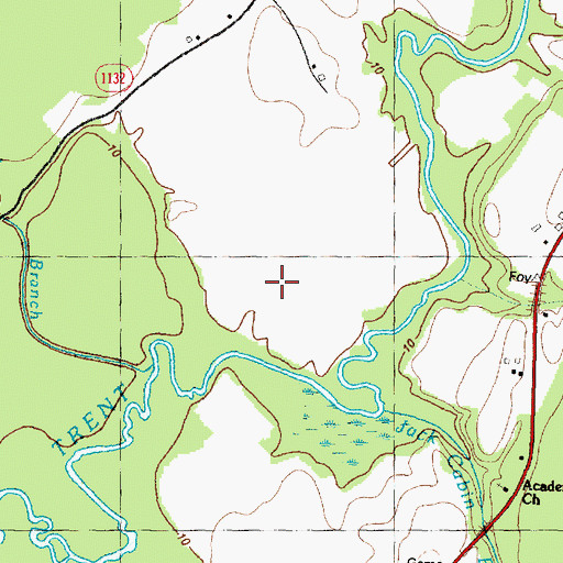 Topographic Map of Mill Branch, NC
