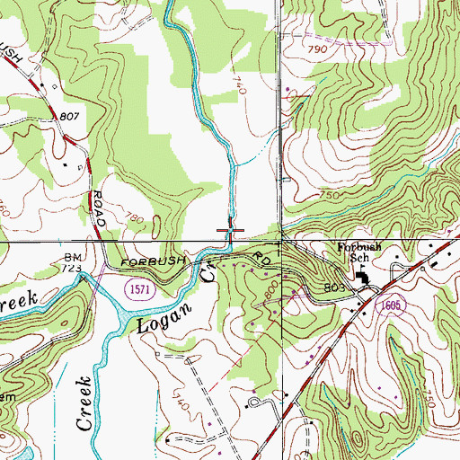 Topographic Map of Mill Branch, NC