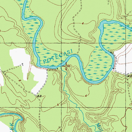 Topographic Map of Mill Branch, NC