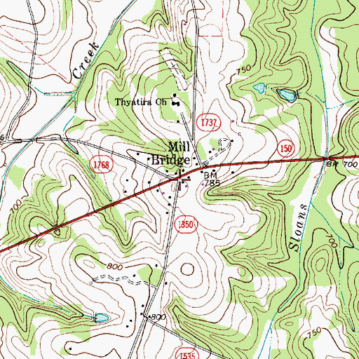 Topographic Map of Mill Bridge, NC