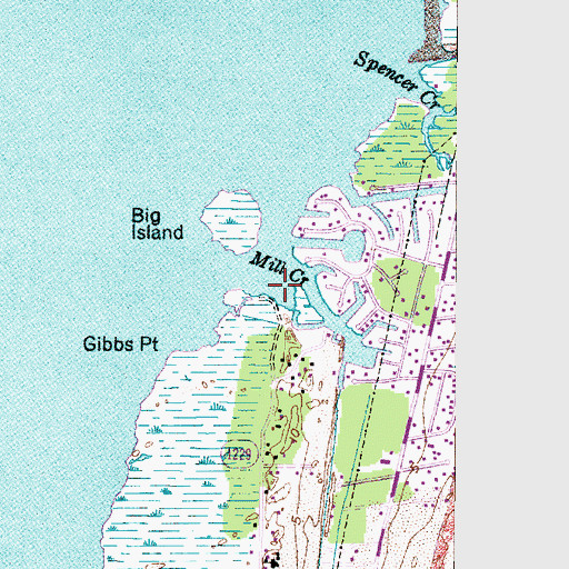 Topographic Map of Mill Creek, NC