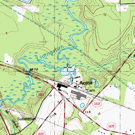 Topographic Map of Mill Creek, NC