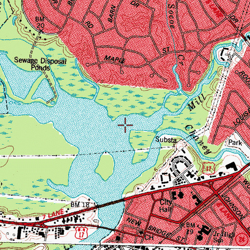 Topographic Map of Mill Creek, NC