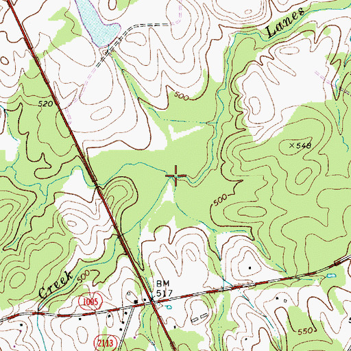 Topographic Map of Mill Creek, NC