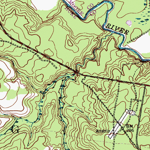 Topographic Map of Mill Creek, NC