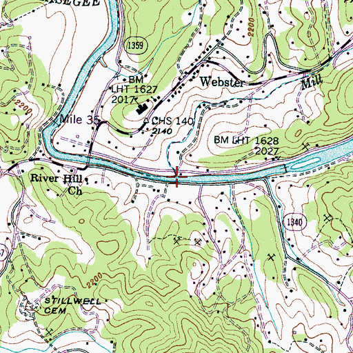 Topographic Map of Mill Creek, NC