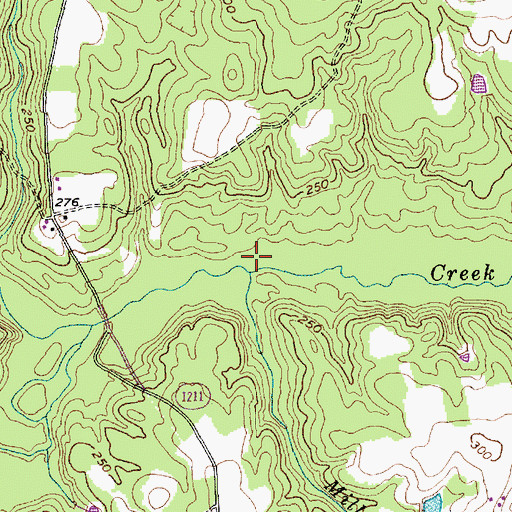 Topographic Map of Mill Creek, NC