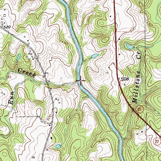 Topographic Map of Mill Creek, NC