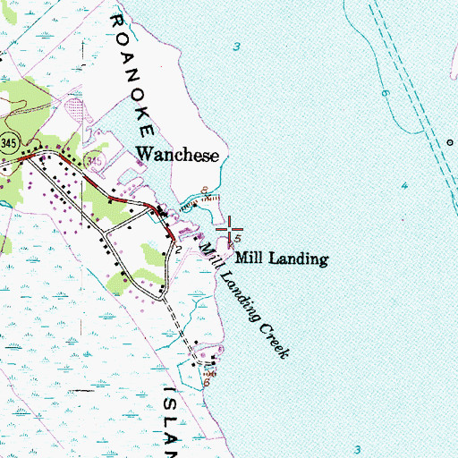 Topographic Map of Mill Landing Creek, NC