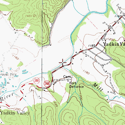 Topographic Map of Mill Creek, NC
