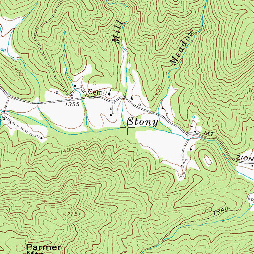 Topographic Map of Mill Creek, NC