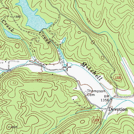 Topographic Map of Mill Creek, NC