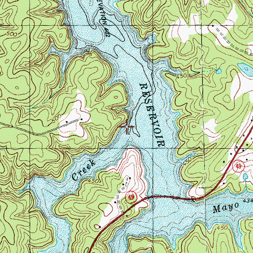 Topographic Map of Mill Creek, NC