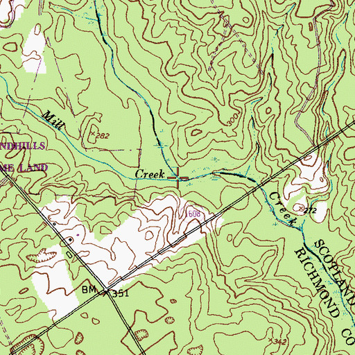 Topographic Map of Mill Creek, NC