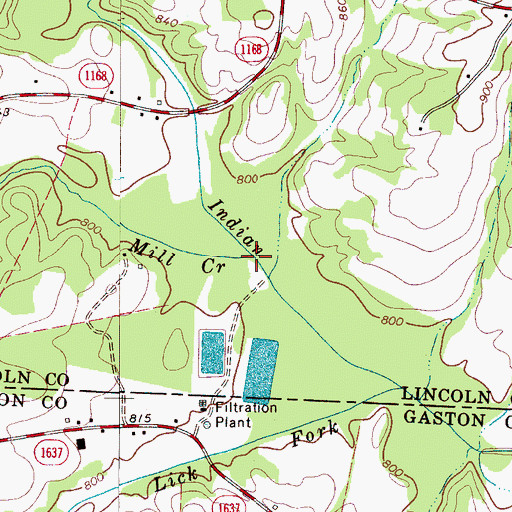 Topographic Map of Mill Creek, NC