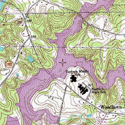 Topographic Map of Mill Creek, NC