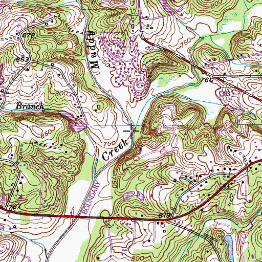 Topographic Map of Mill Creek, NC