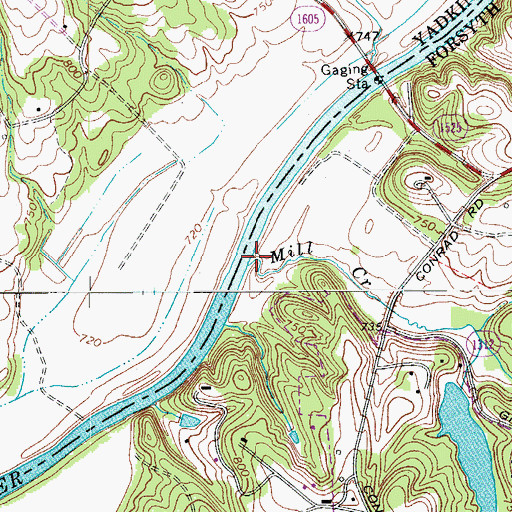 Topographic Map of Mill Creek, NC