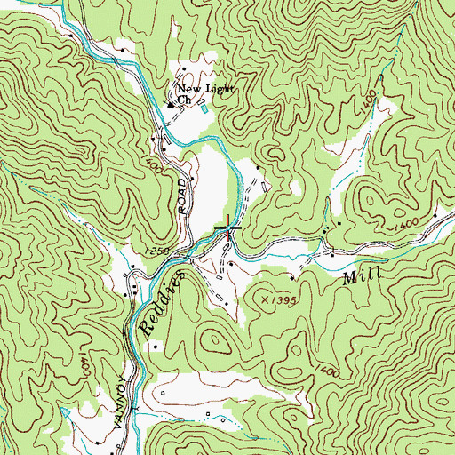 Topographic Map of Mill Creek, NC