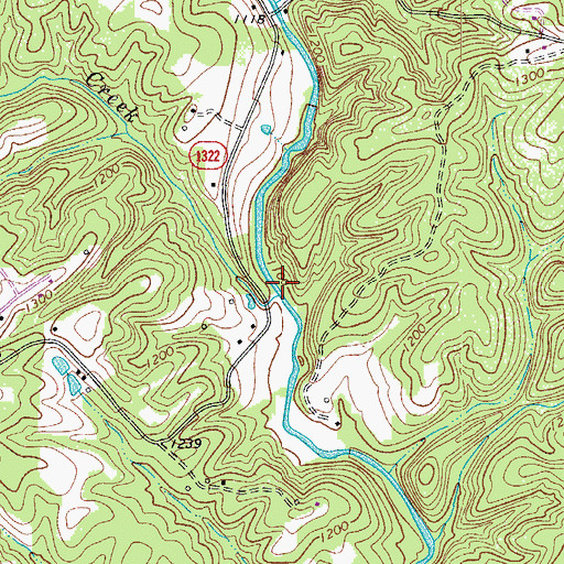 Topographic Map of Mill Creek, NC