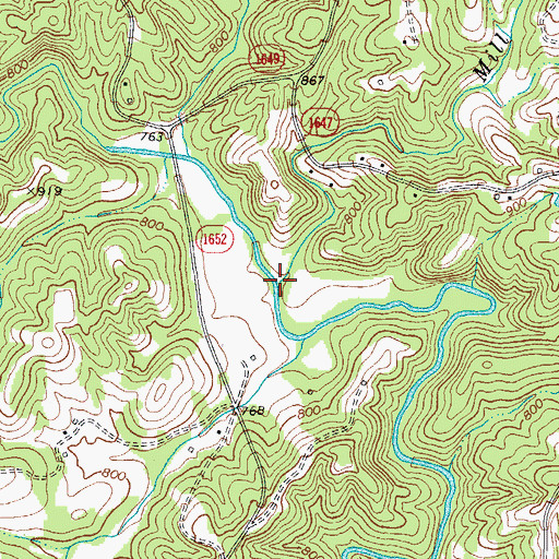 Topographic Map of Mill Creek, NC