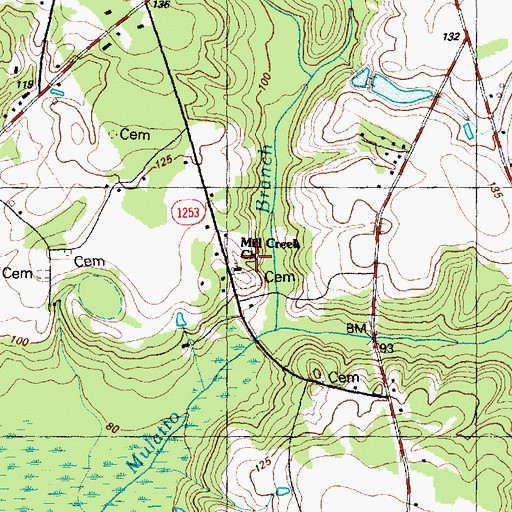 Topographic Map of Mill Creek Church, NC