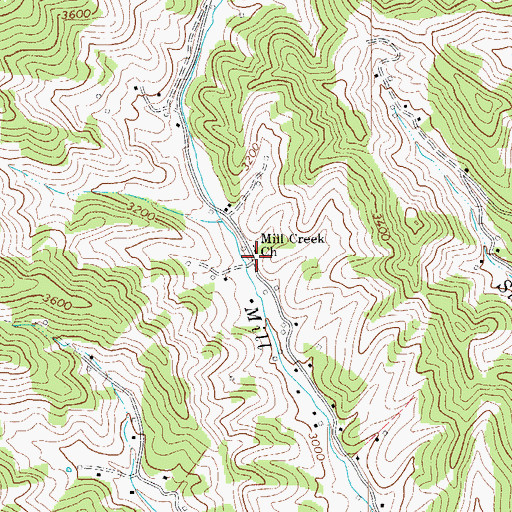 Topographic Map of Mill Creek Church, NC